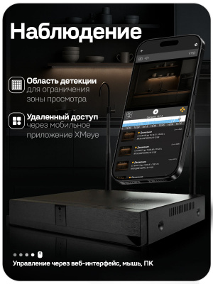 Видеорегистратор цифровой WIFI Ps-Link PS-N4208 поддержка беспроводных камер XMEye или ICsee, программный датчик движения