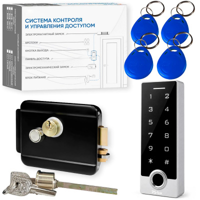 Комплект СКУД Ps-Link KIT-TF2MF-WP-W-B для улицы до 10000 пользователей, металл, тип Mifare, механический замок