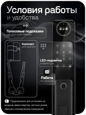 Дверной замок WIFI PS-Link PS-W1R сканирование лица, отпечаток пальца, карта доступа