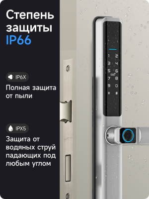 Дверной Wi-Fi замок Ps-Link F5-TY с открыванием по отпечатку пальца, IP65, серебристый