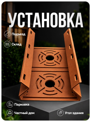 Двойной кронштейн для камер видеонаблюдения на столб/угол 50 мм, монтажная поверхность 200×100 мм, 3D-печать, медный