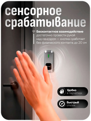 Кнопка выхода Ps-Link PS-OP02H1 бесконтактная, металлическая, LED индикация, НО-НЗ тип