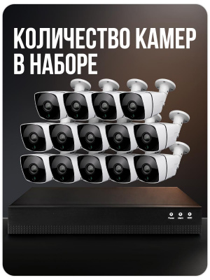 Комплект видеонаблюдения IP 5Мп Ps-Link KIT-С514IP-POE 14 камер с ночной съемкой для улицы, с датчиком движения, питание PoE