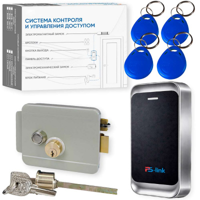 Комплект СКУД Ps-Link KIT-MT1301MF-WP-G до 10000 пользователей, металл, тип Mifare, механический замок