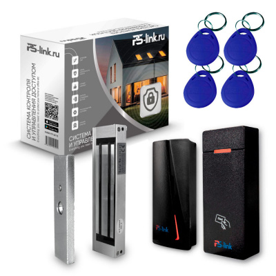 Система СКУД Ps-Link KIT-M010EM-WP-P-180 / эл. магнитный замок 180кг / 2 считывателя RFID