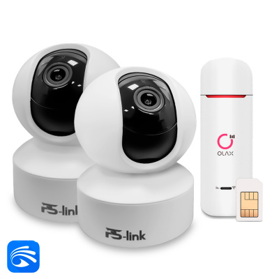 Комплект видеонаблюдения 4G 2Мп Ps-Link KIT-G50C-2-4G 2 камеры для помещения, микрофон, динамик, ИК-подсветка, слот microSD до 128Гб