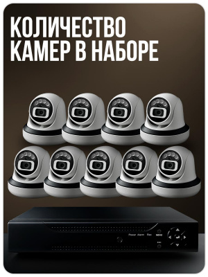 Комплект видеонаблюдения AHD 2Мп Ps-Link KIT-A209HDC 9 камер для помещения с LED-подсветкой, без микрофона