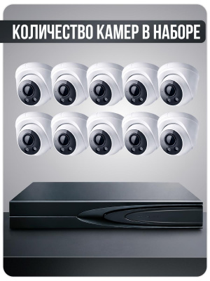 Комплект видеонаблюдения IP 8Мп Ps-Link KIT-A810IP-ST 10 камер для помещения, аналитика, детекция человека, область вторжения