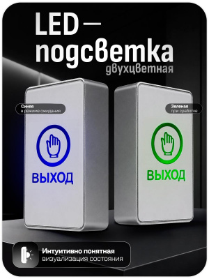 Кнопка выхода пластик OP04 Белая, накладная, контакты НО и НЗ, для помещения