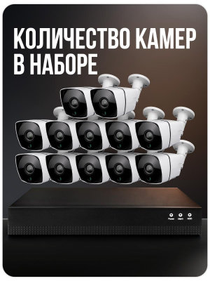 Комплект видеонаблюдения IP 5Мп Ps-Link KIT-С512IP-POE 12 камер с ночной съемкой для улицы, с датчиком движения, питание PoE