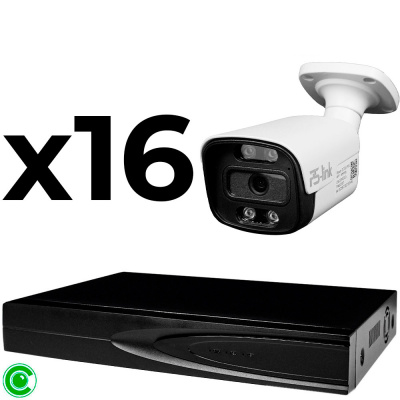 Комплект видеонаблюдения IP 5Мп Ps-Link KIT-C516IP-ST 16 камер для улицы, аналитика, детекция человека, детекция автомобиля, область вторжения