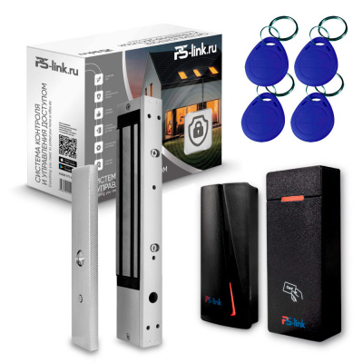 Система СКУД Ps-Link KIT-M010EM-WP-P-280 / эл. магнитный замок 280кг / 2 считывателя RFID
