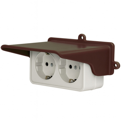 Козырек для розетки 2-х местный (коричневый)
